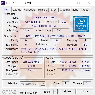 Constant CPU Frequency at Base 1.1 GHz on Intel Pentium Silver N5000